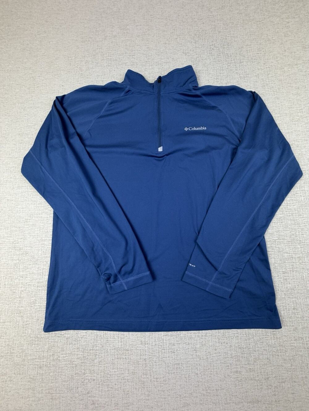 Columbia Omni-Heat Pullover Men’s Large Blue 1/4 Zip Stretch Base Layer